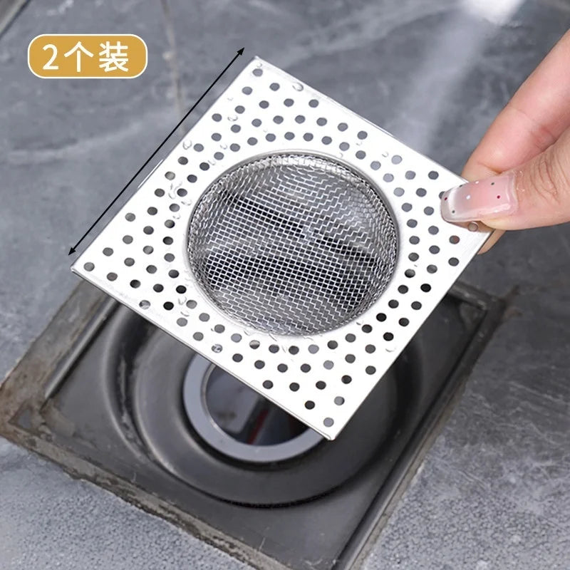 Square Stainless Steel Floor Drain Hair Catcher & Sink Strainer