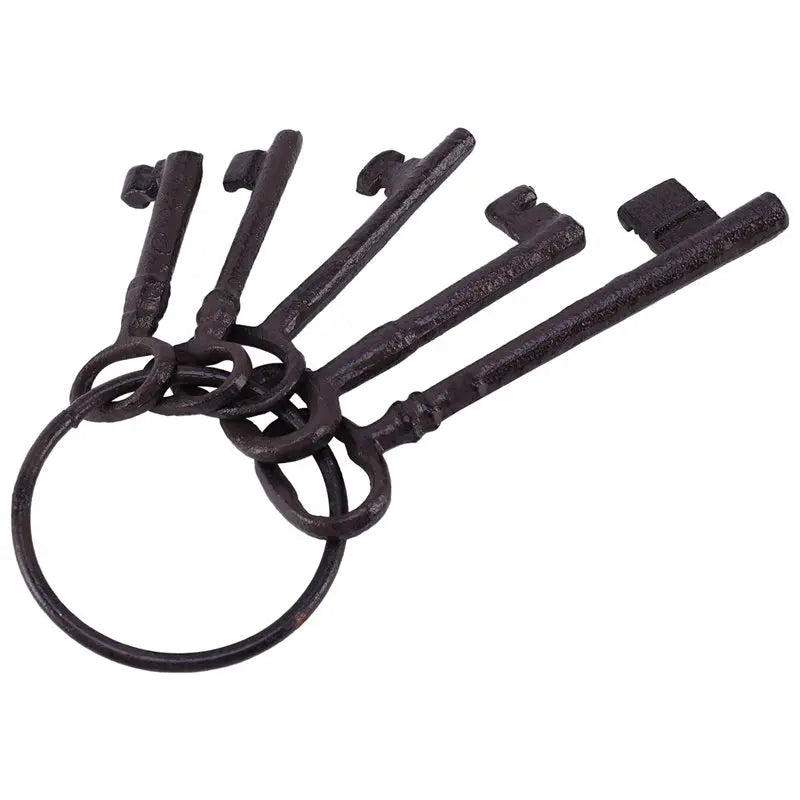 Rustic Cast Iron Skeleton Key Set – 5 Antique Pirate Keys