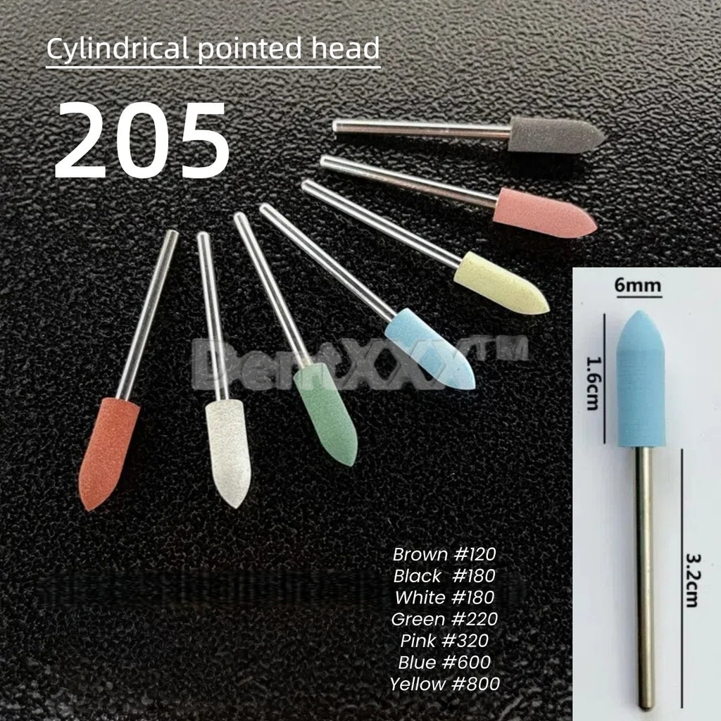 Silicone Nail Grinding Bits 7 Grits – Cylindrical Pointed Polisher