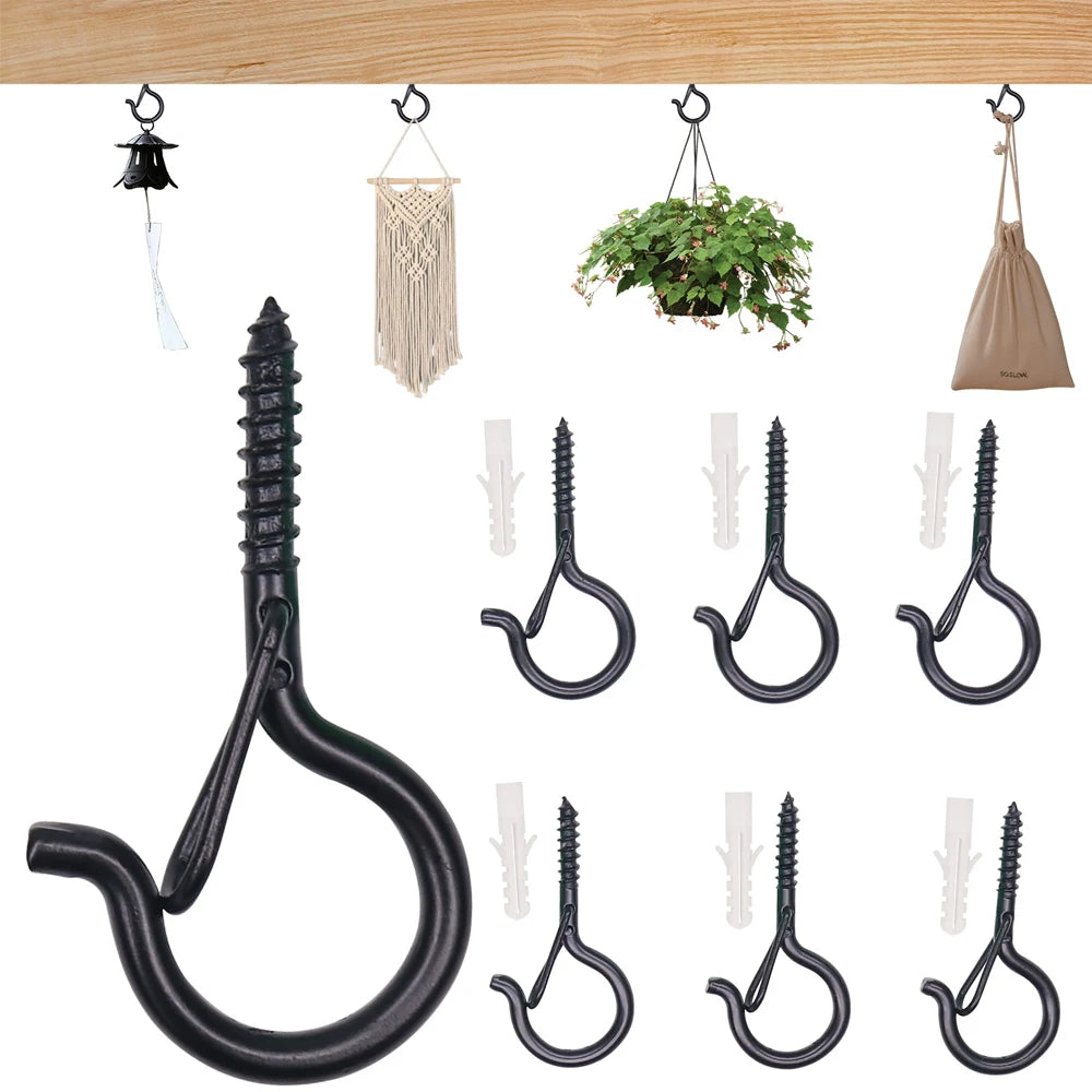 Black Metal Screw Ceiling Hooks – Plants, String & Xmas Lights