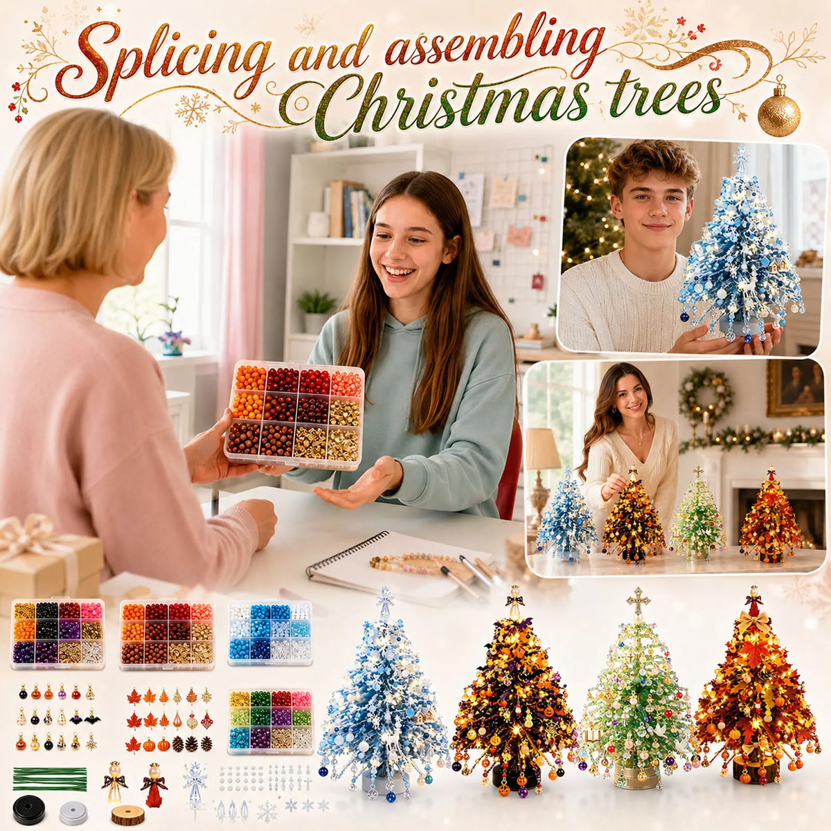 DIY Beaded Christmas Tree Kit – Mini Desktop Holiday Craft