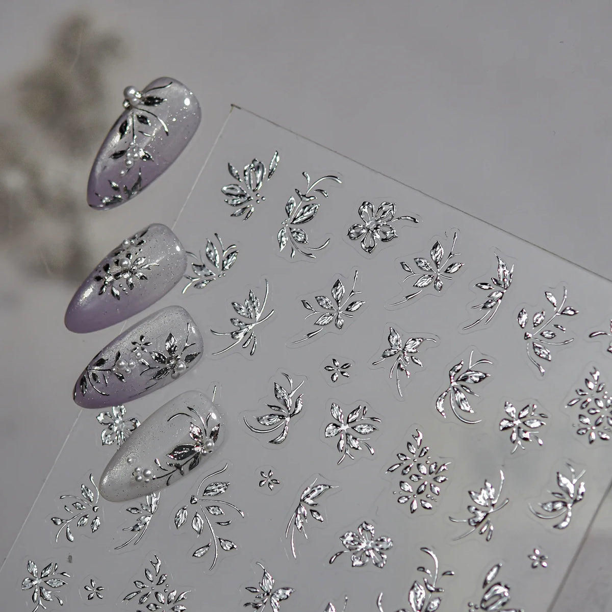 Bronzing Metallic Flower Nail Art Stickers – Gold & Silver Decals