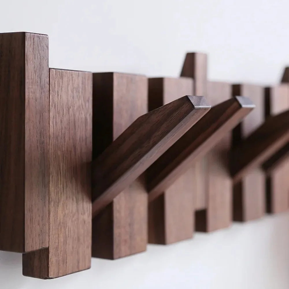 Wall Mounted Wood Coat Rack 8 Hooks – Piano Key Design