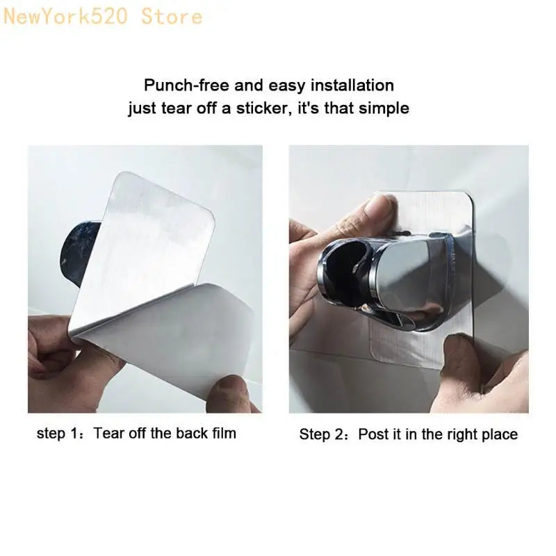 No-Drill Adjustable Shower Head Holder – Adhesive Wall Bracket