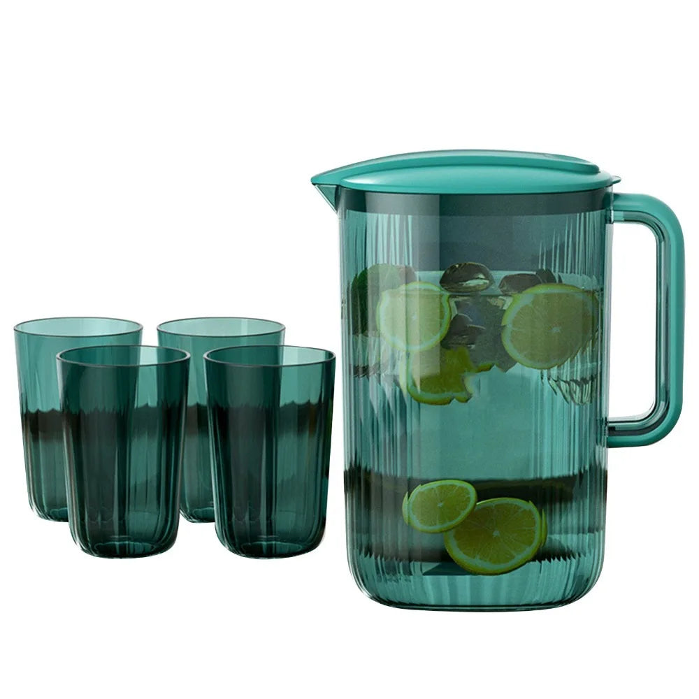 Resin Water Pitcher 2L Wide Mouth Jug Set with 4 Cups – VIBE