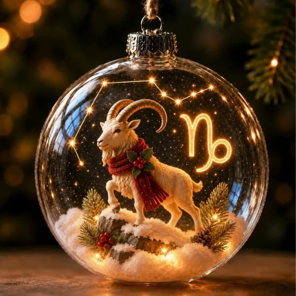 Zodiac Christmas Ball Ornament with Warm Light | All 12 Signs