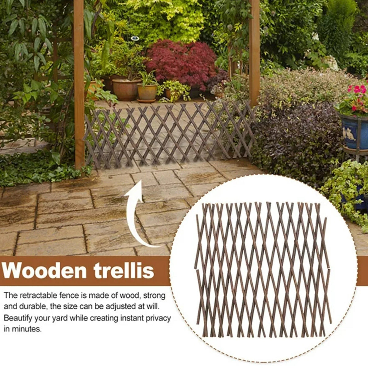 Expandable Wooden Garden Trellis for Climbing Plants & Vines