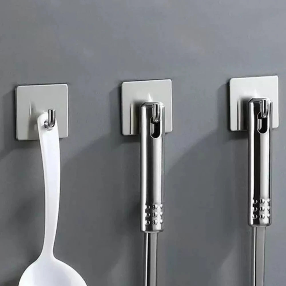 Stainless Steel Self-Adhesive Wall Hooks – Bathroom & Kitchen