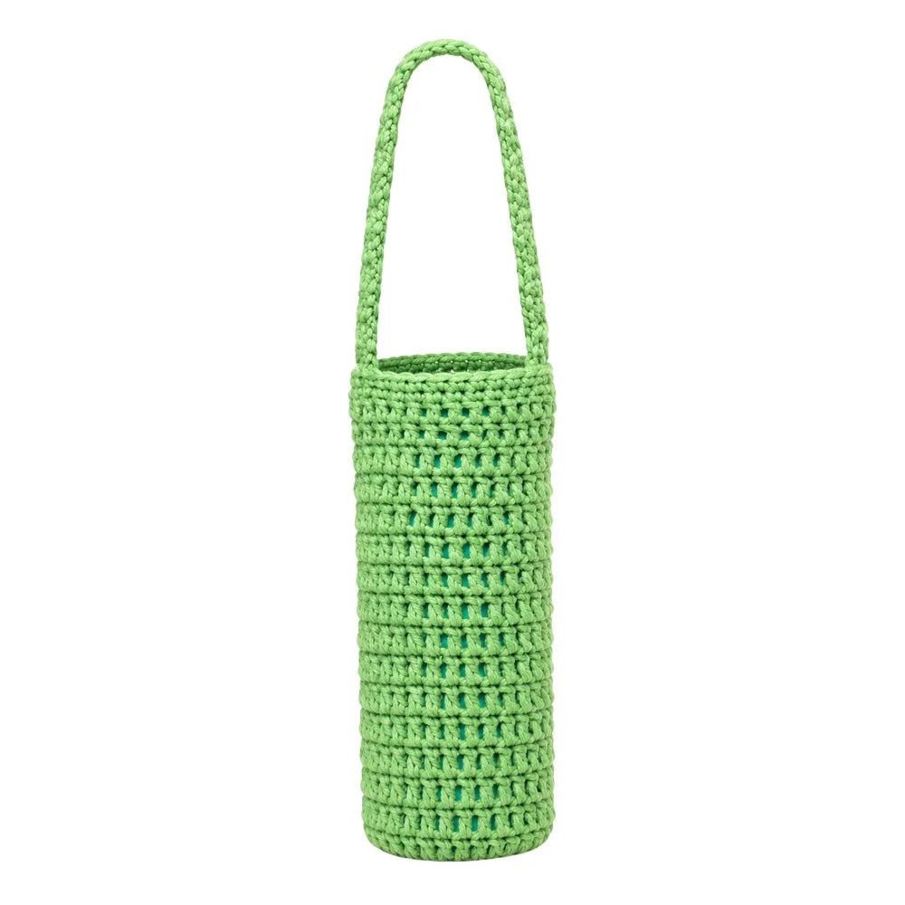 Handmade Knitted Crochet Water Bottle Cover with Carry Strap