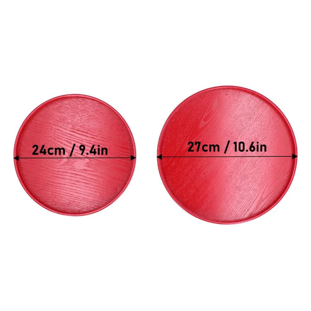 2-Pack Solid Wood Round Serving Trays – Snack & Drink Platters