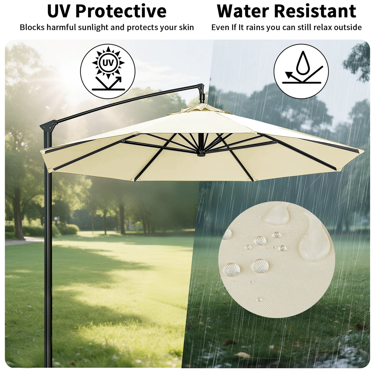 Waterproof Patio Umbrella Replacement Canopy 6 & 8 Rib