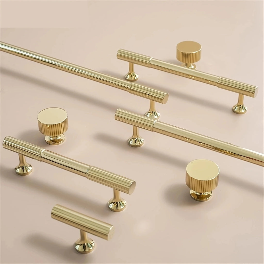 Brushed Gold Aluminum Cabinet Handles & Drawer Pulls