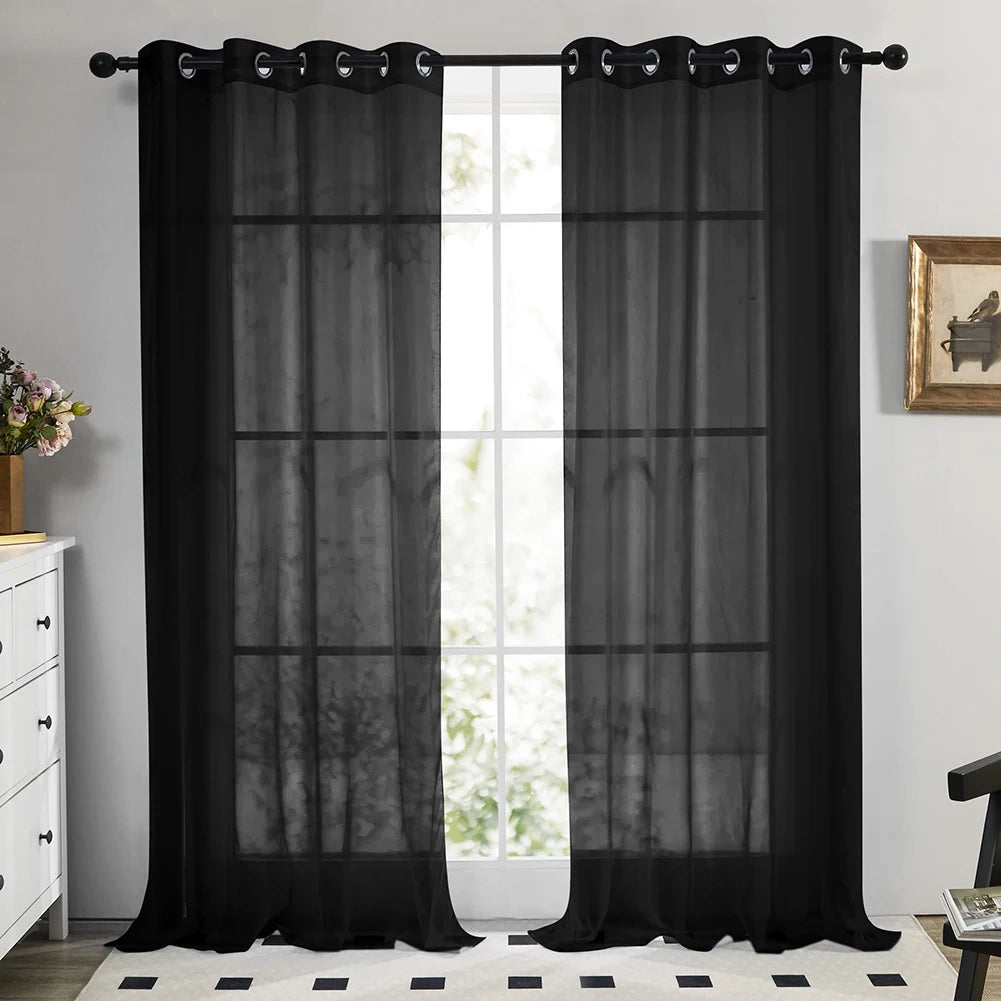 White Sheer Voile Curtain Panel – Chiffon Window Drape