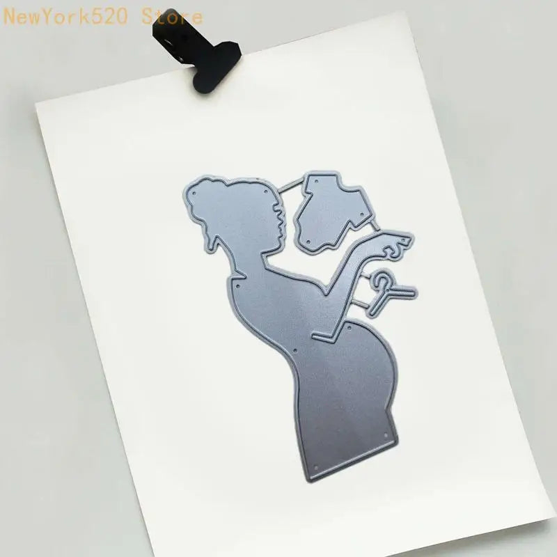 Pregnant Mom & Baby Jumpsuit Metal Cutting Die – Craft Stencil