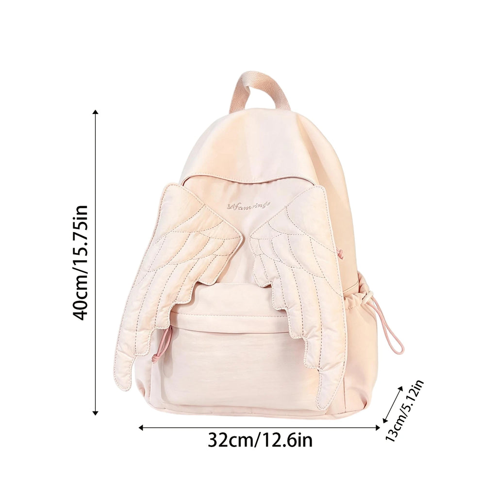 Angel Wing Y2K Nylon Backpack – Embroidered Women's Daypack