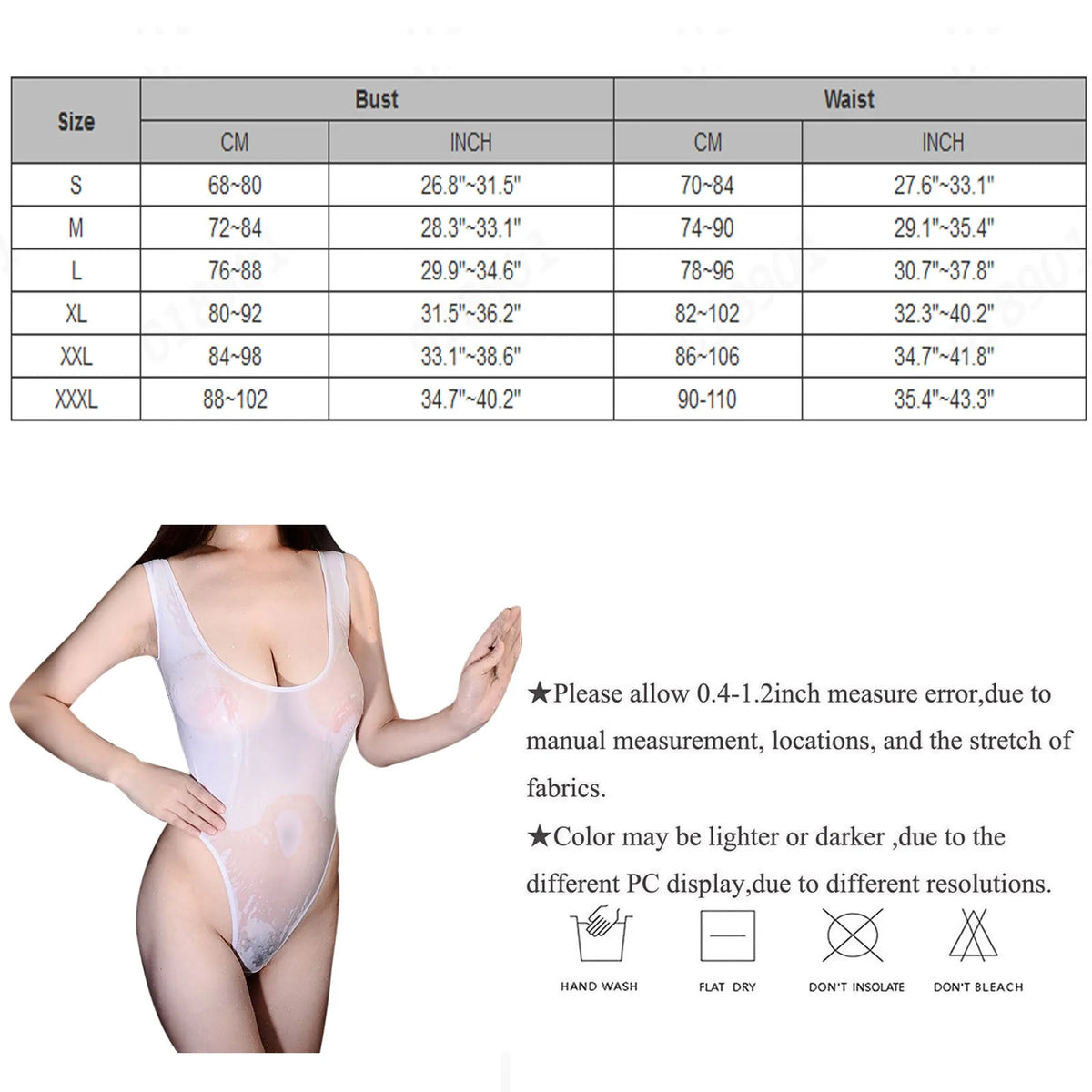 Women's Mesh Lace See-Through Bodysuit Lingerie Jumpsuit