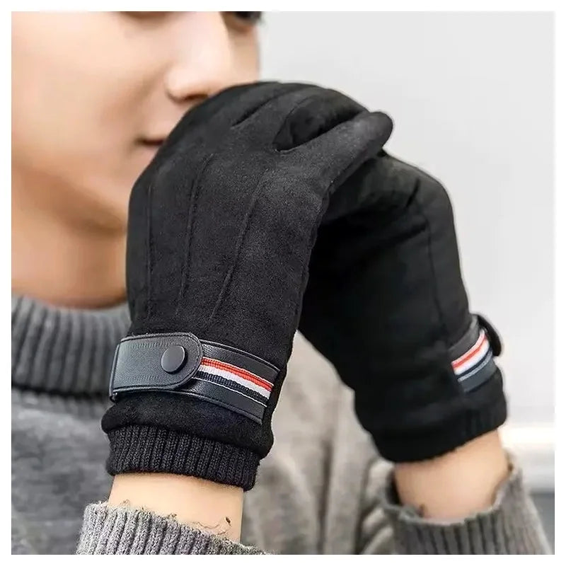 Men's Winter Suede Touchscreen Gloves – Military Style