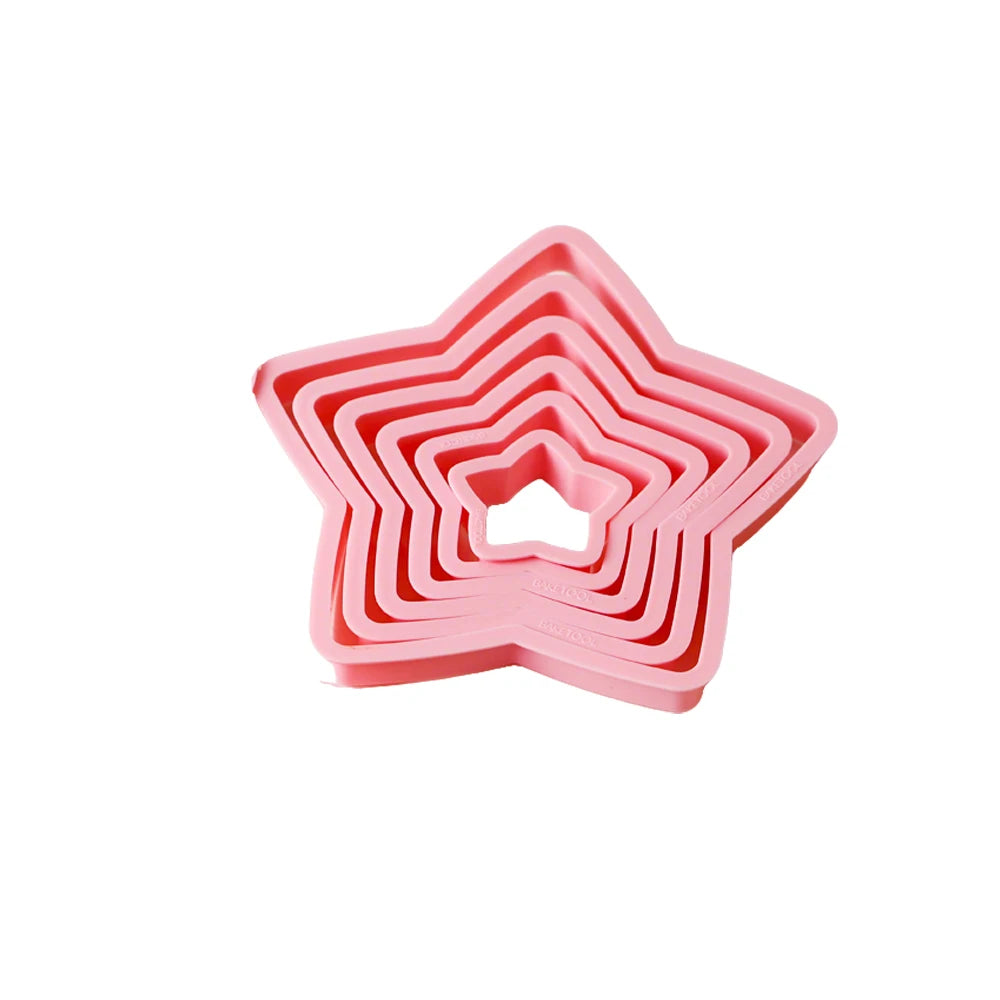 Pink Heart Star Flower Cookie Cutter Molds – Baking Set