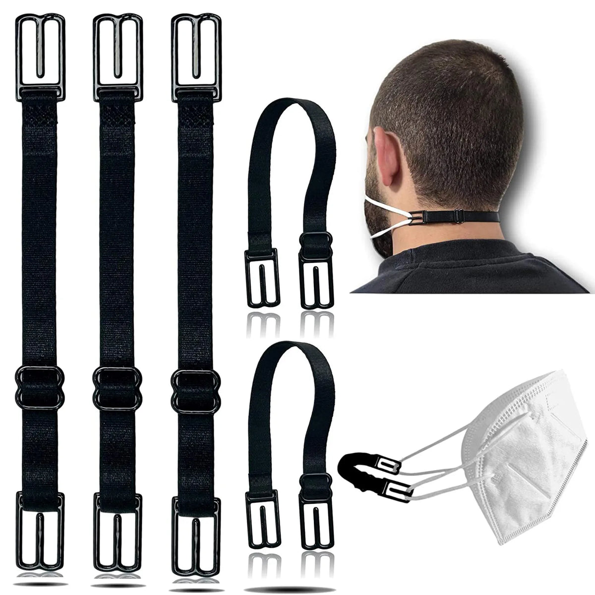 Adjustable Mask Extender Strap & Neck Lanyard – 5-Pack