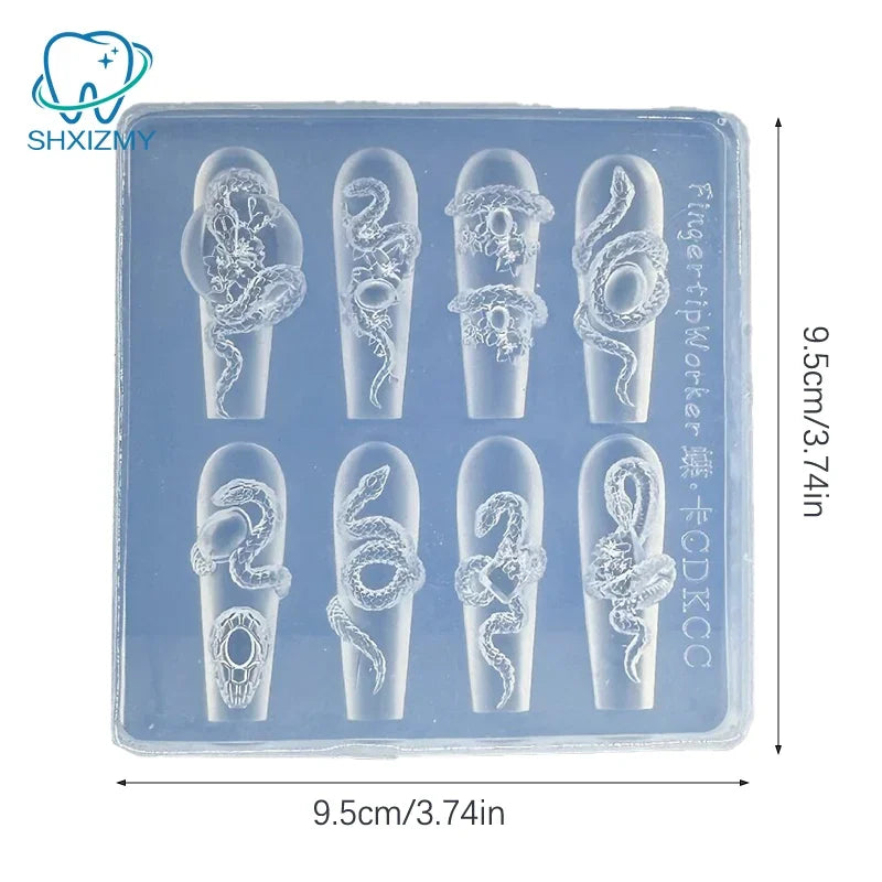 Cartoon Snake Silicone Nail Mold – 3D DIY Manicure Tool