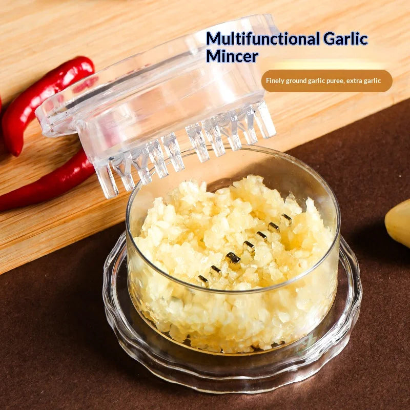 Manual Rotating Garlic Press Box – Transparent Garlic Mincer