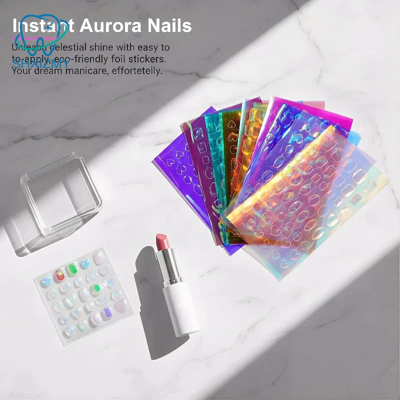 Aurora Glass Nail Foil Stickers – Iridescent Ice Cube Art 6/11pk