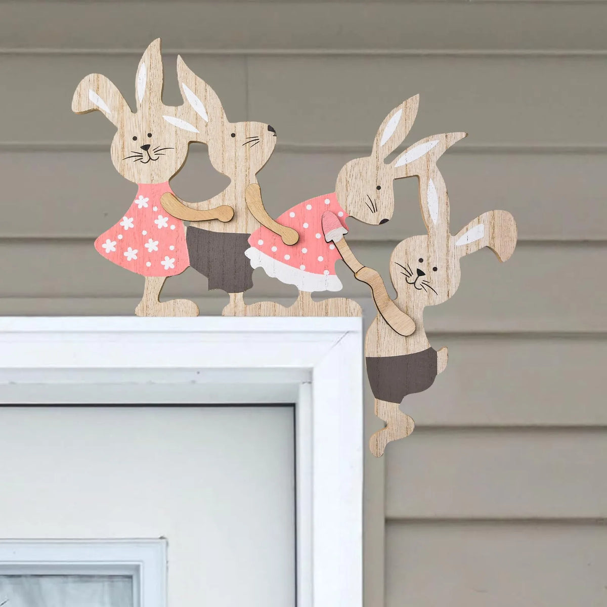 Easter Wooden Rabbit Seesaw Ornament – Painted Bunny Décor