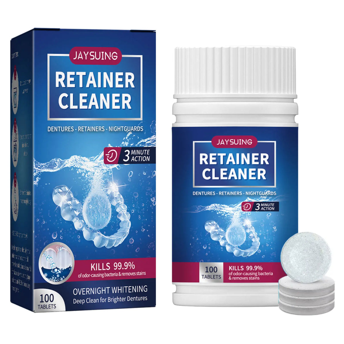 100-Pack Retainer Cleaner Tablets for Aligners & Mouth Guards