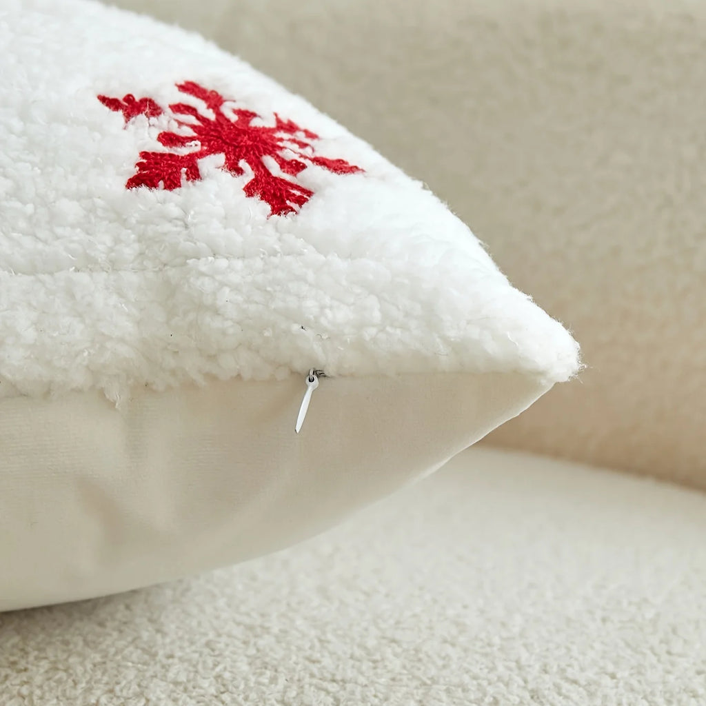 Christmas Embroidery Velvet Throw Pillow Cover 18x18"