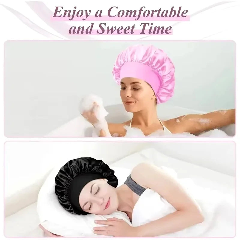 Satin Sleep Cap Hair Wrap – Wide Elastic, Fits All Hair Types