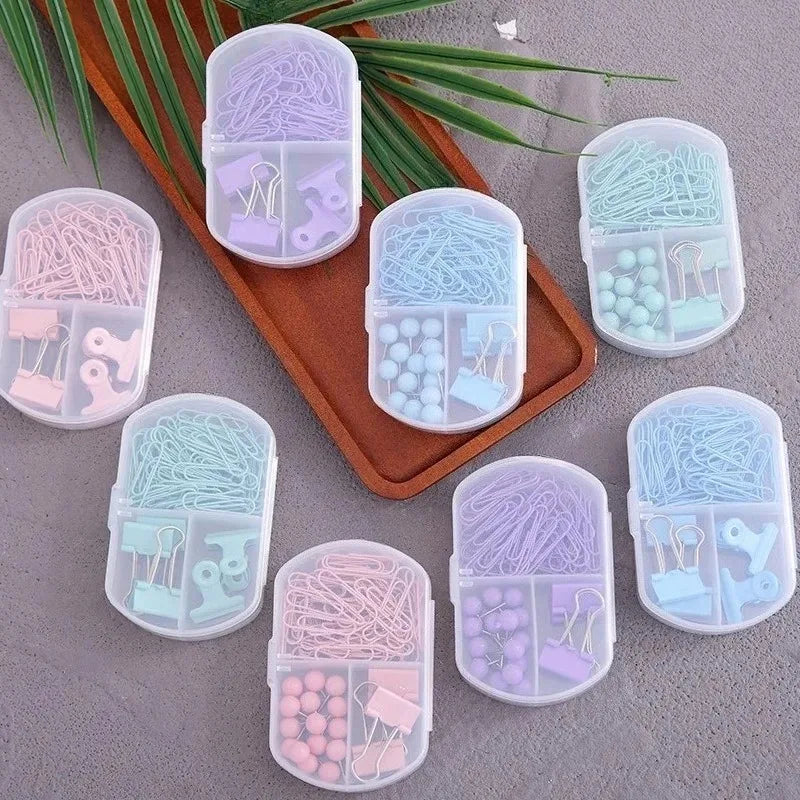 3-in-1 Stationery Set – Paper Clips, Binder Clips & Thumb Tacks