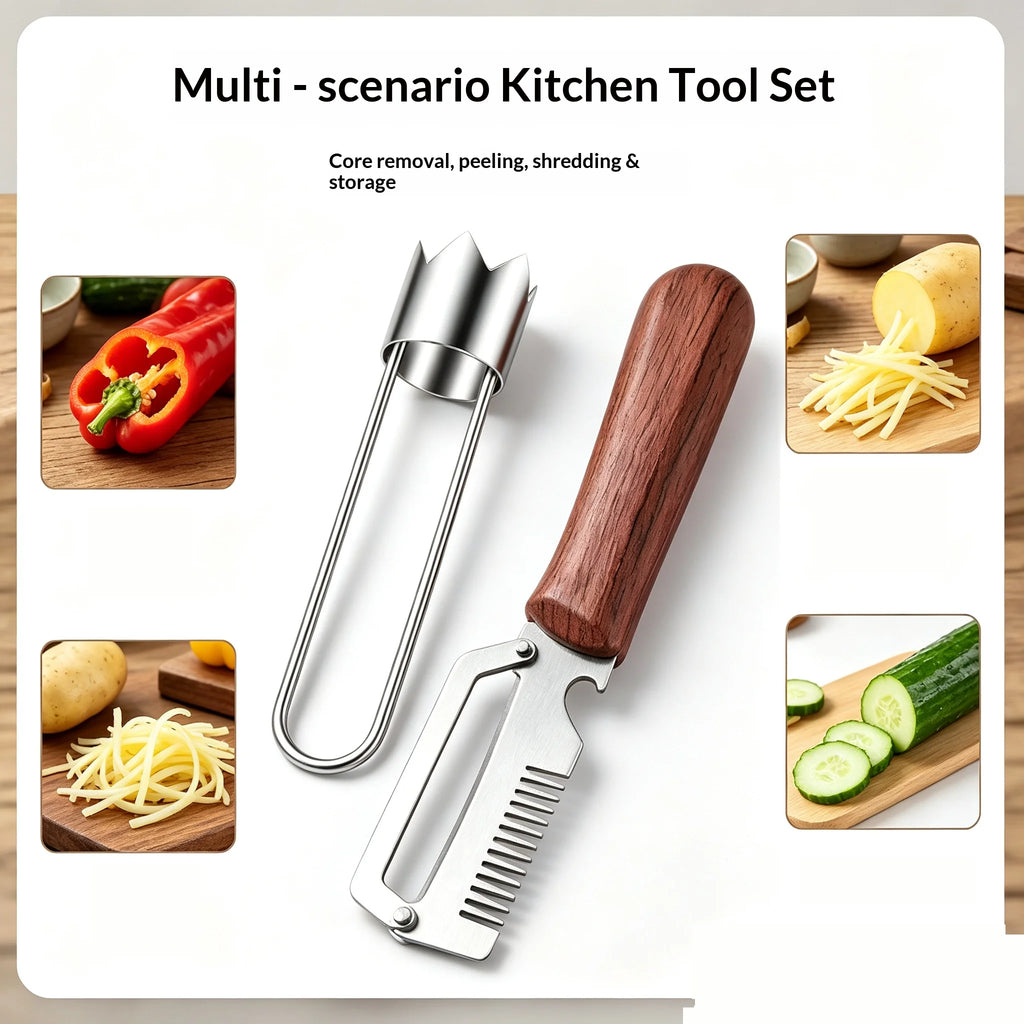 2-Pc Stainless Steel Vegetable Peeler & Fruit Corer Set