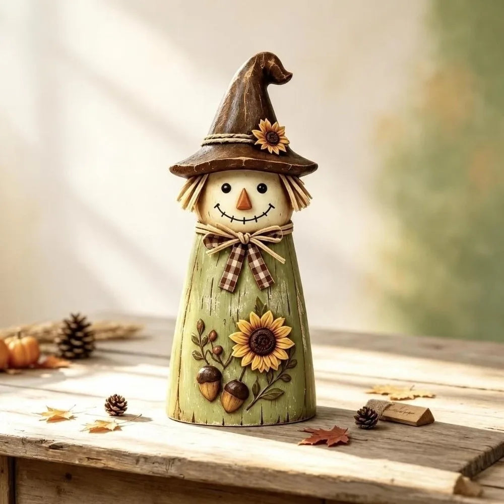 Wooden Scarecrow & Witch Tabletop Halloween Decor Set