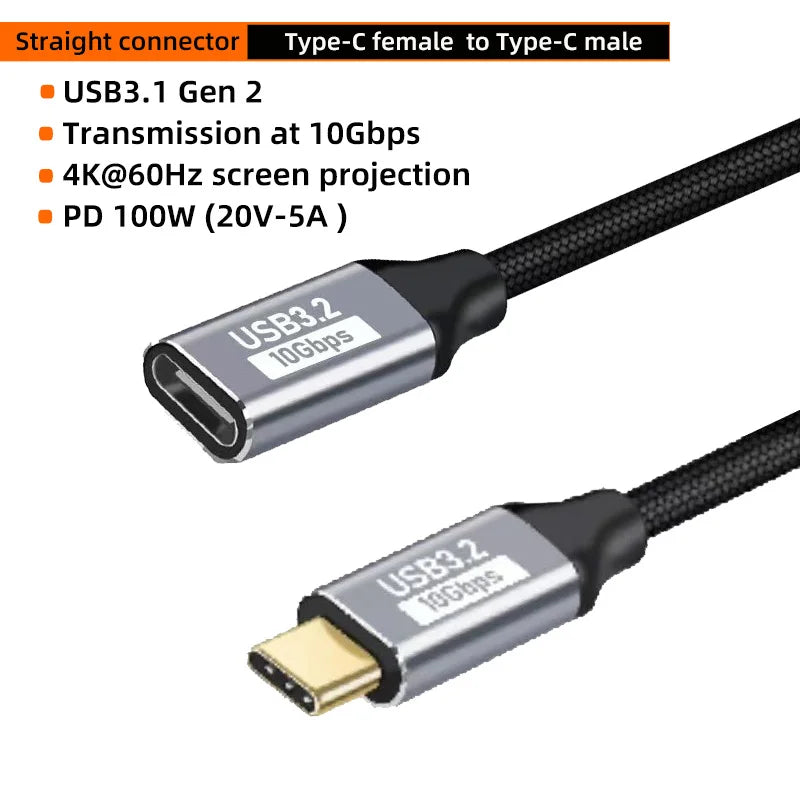 USB-C Gen 2 10Gbps Cable – 100W PD Fast Charge & 4K 60Hz