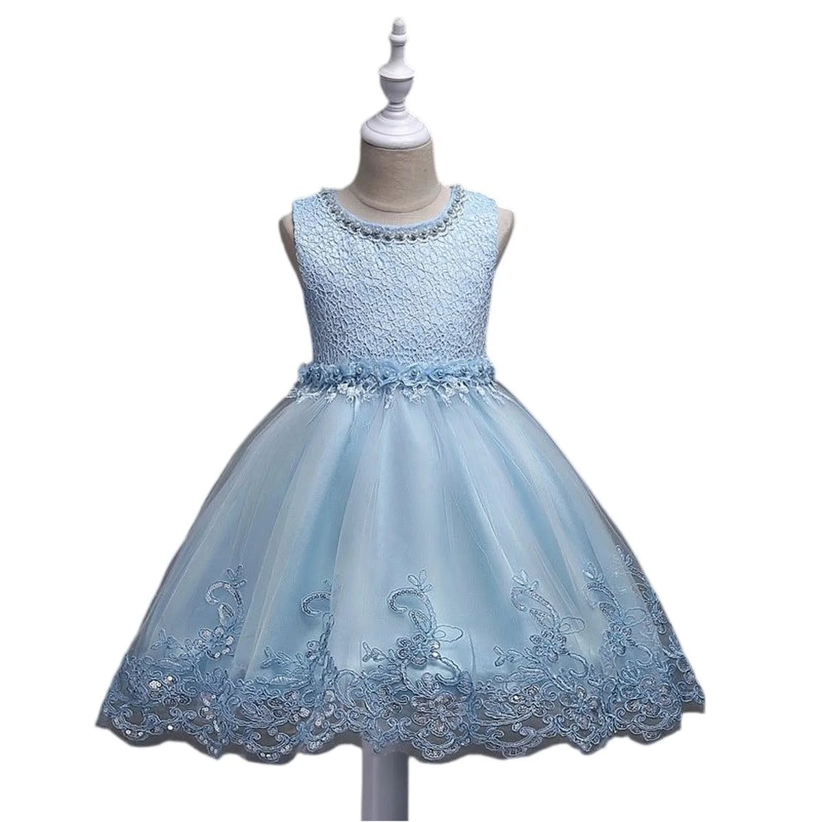 Lace Appliqué Beaded Flower Girl Dress | Wedding & Communion