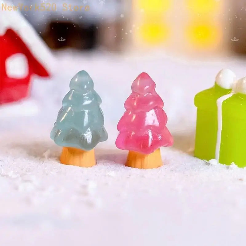 10 Pcs Luminous Christmas Tree Resin Charms for Jewelry Making