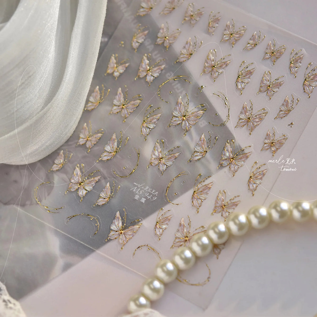 5D Jelly Nail Stickers – Gold Butterfly 3D Manicure Decals