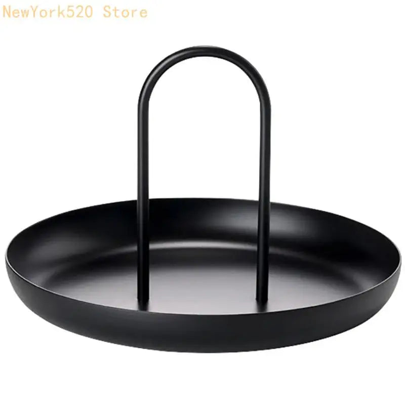 Nordic Round Jewelry Tray with Handle – Desktop Organizer