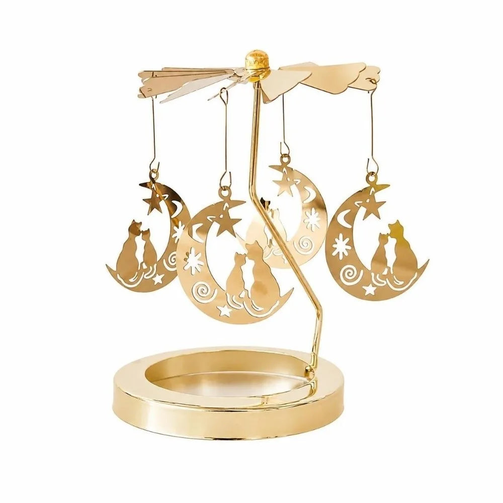 Gold Metal Rotating Candle Holder Carousel Spinner Topper