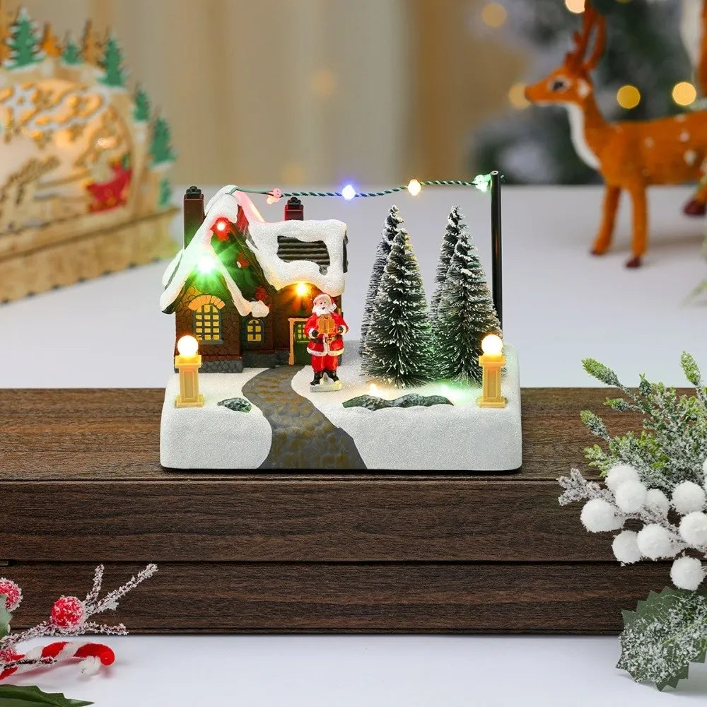 Christmas LED Village Music Box – Glowing Resin Xmas Decor