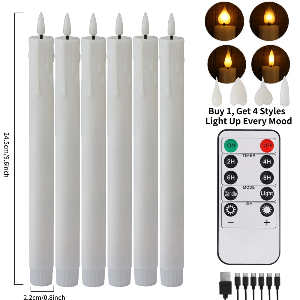 Flameless LED Taper Candles 6/12 Pack with Remote & Timer