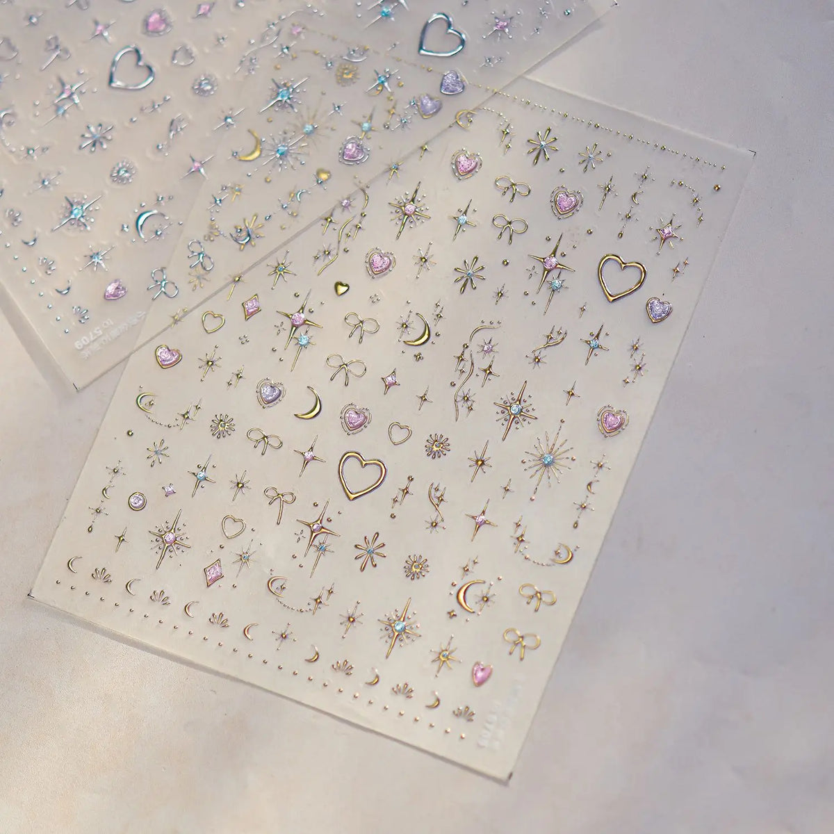 Gemstone Jewelry Nail Stickers – Gold Silver Foil Nail Art