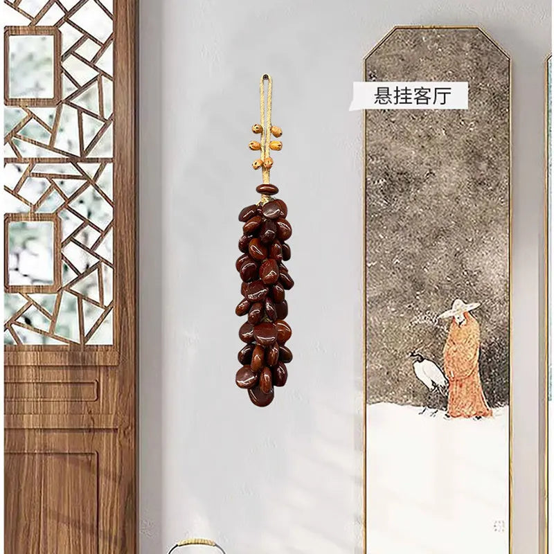 Handmade Natural Wood Bean Pendant Hanging String Décor