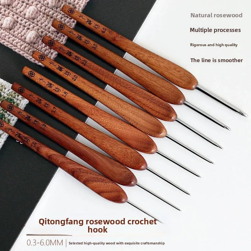 Rosewood Handle Crochet Hooks Set – 0.8mm to 6mm Sizes