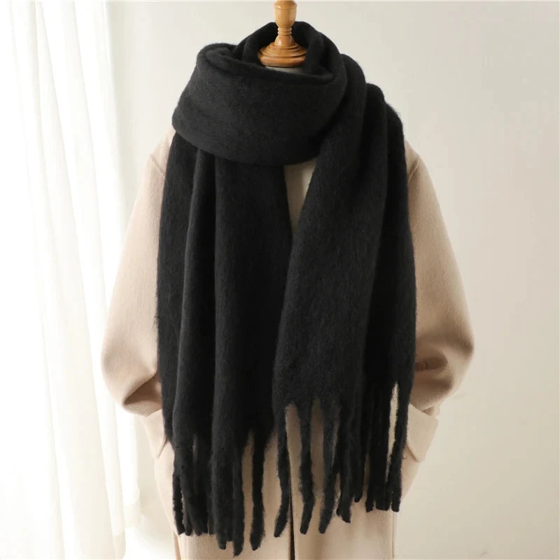Women's Winter Tassel Shawl Scarf – Soft Knit Pashmina Wrap