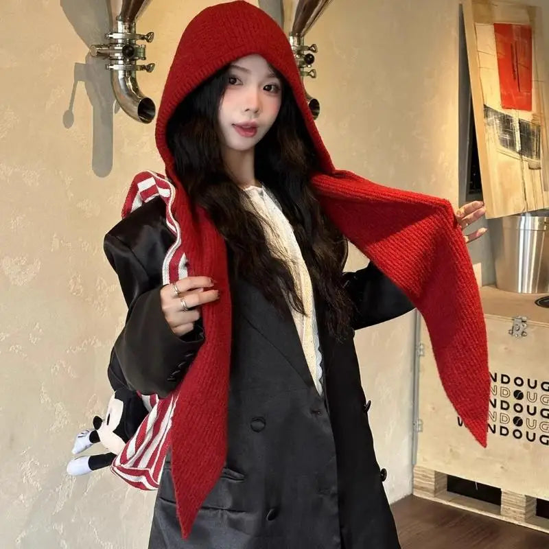 Women's 2-in-1 Knit Hat & Scarf – Winter Neck Warmer