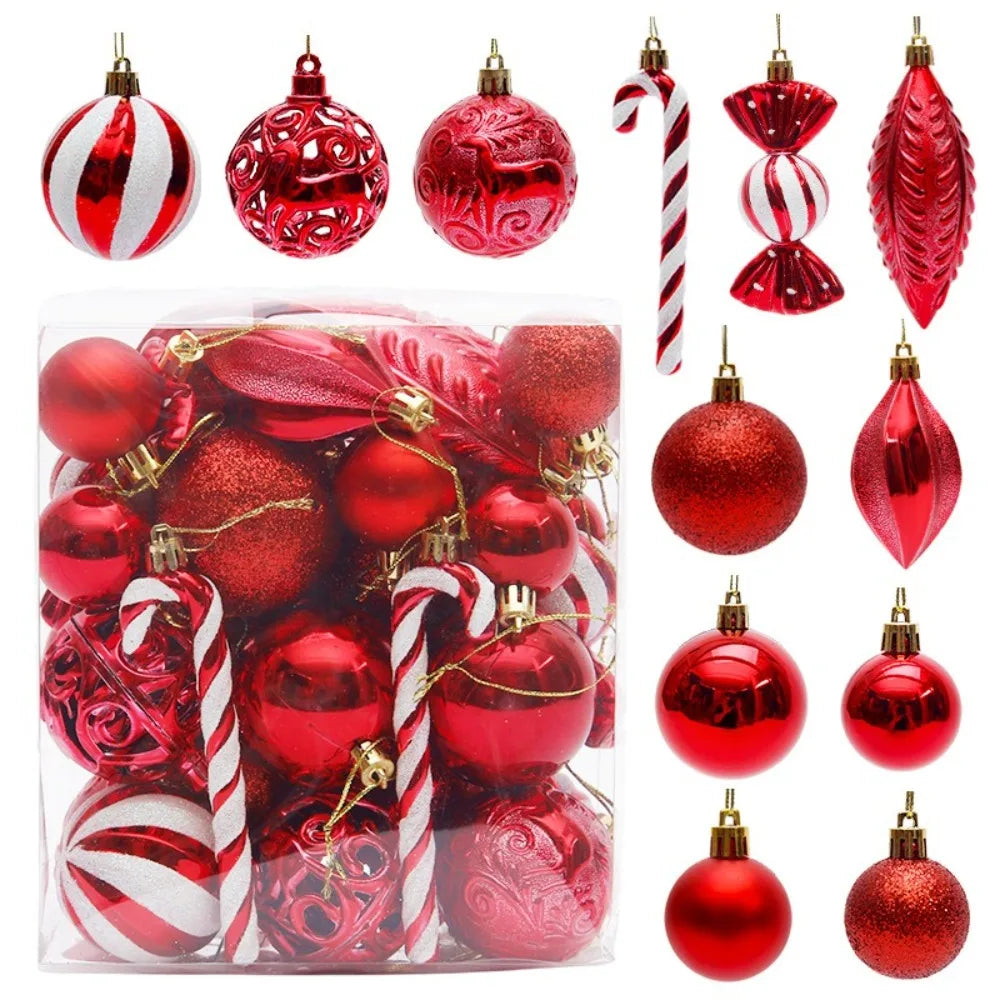 40PCS Shatterproof Christmas Ball Ornaments – Candy Cane Design