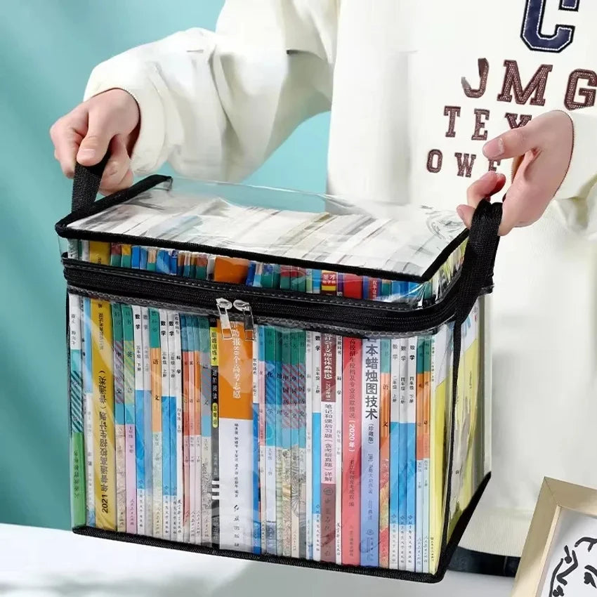 Foldable Transparent Book Storage Box – Waterproof Organizer