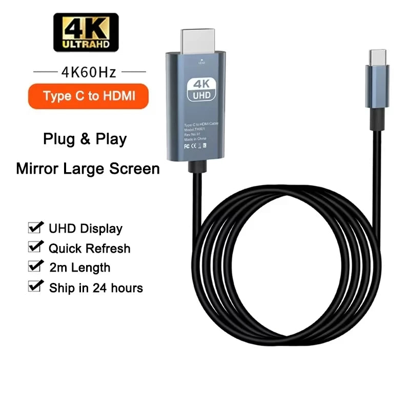 VIBE USB-C to HDMI 4K 60Hz Cable – 2M Braided Aluminum