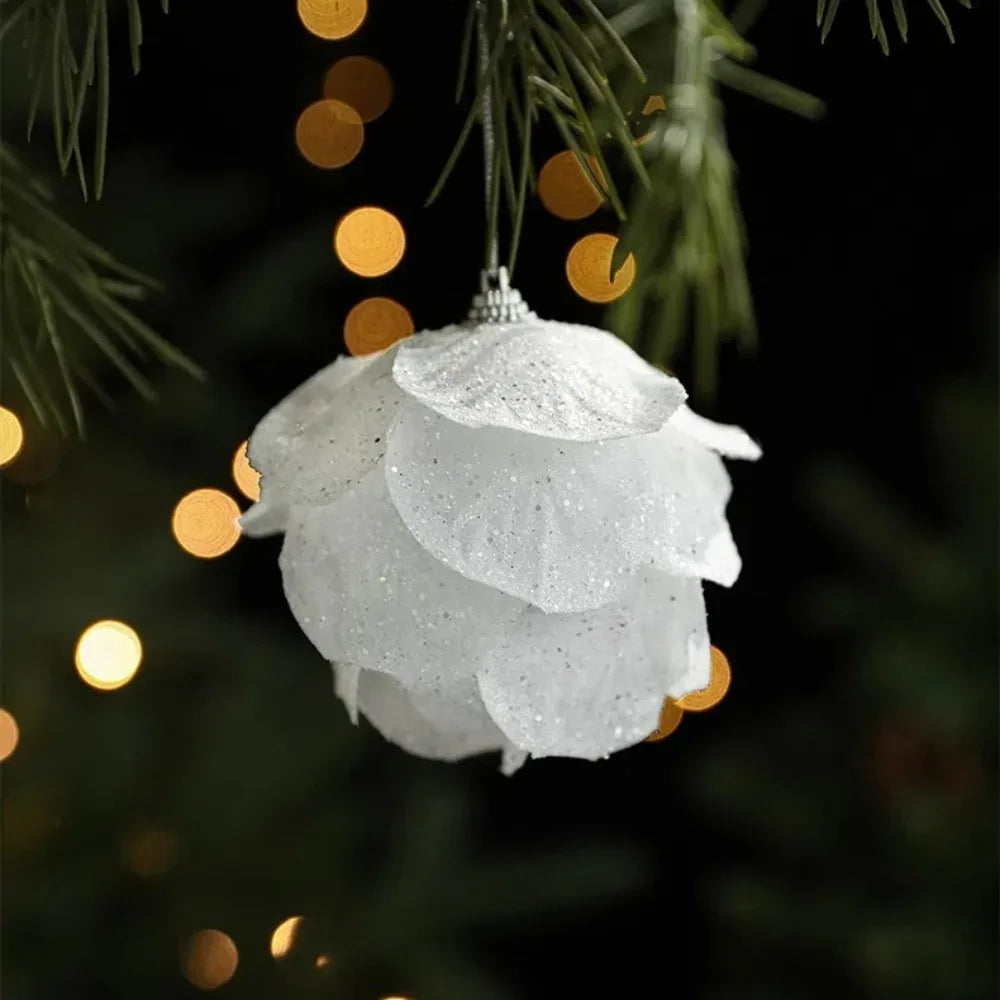 White Petal Foam Christmas Ball Ornament | Xmas Tree Décor